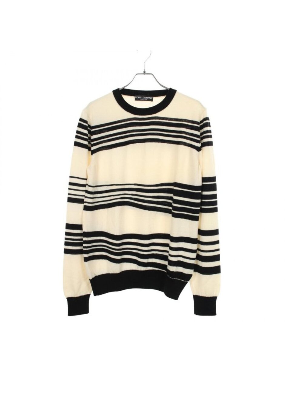 Dolce & Gabbana Knit Border Long Sleeve Wool Sweater